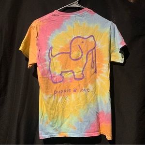 Puppie Love Save Rescue Adopt Dog Tee T Shirt Mens Sz S Tie Dye S/S 18x25